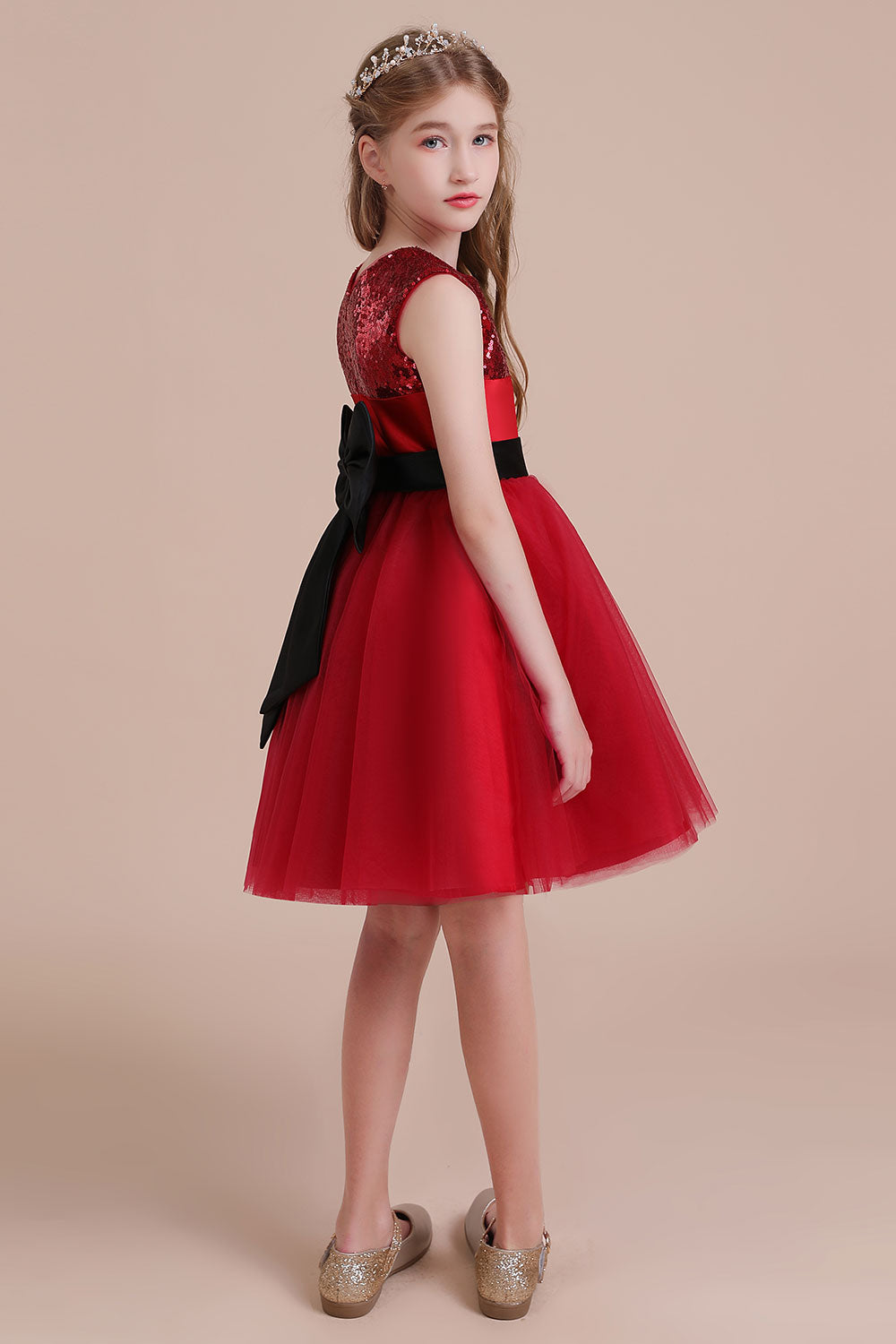 A-Line Graceful Sequins Tulle Flower Girl Dress - Fashionpara