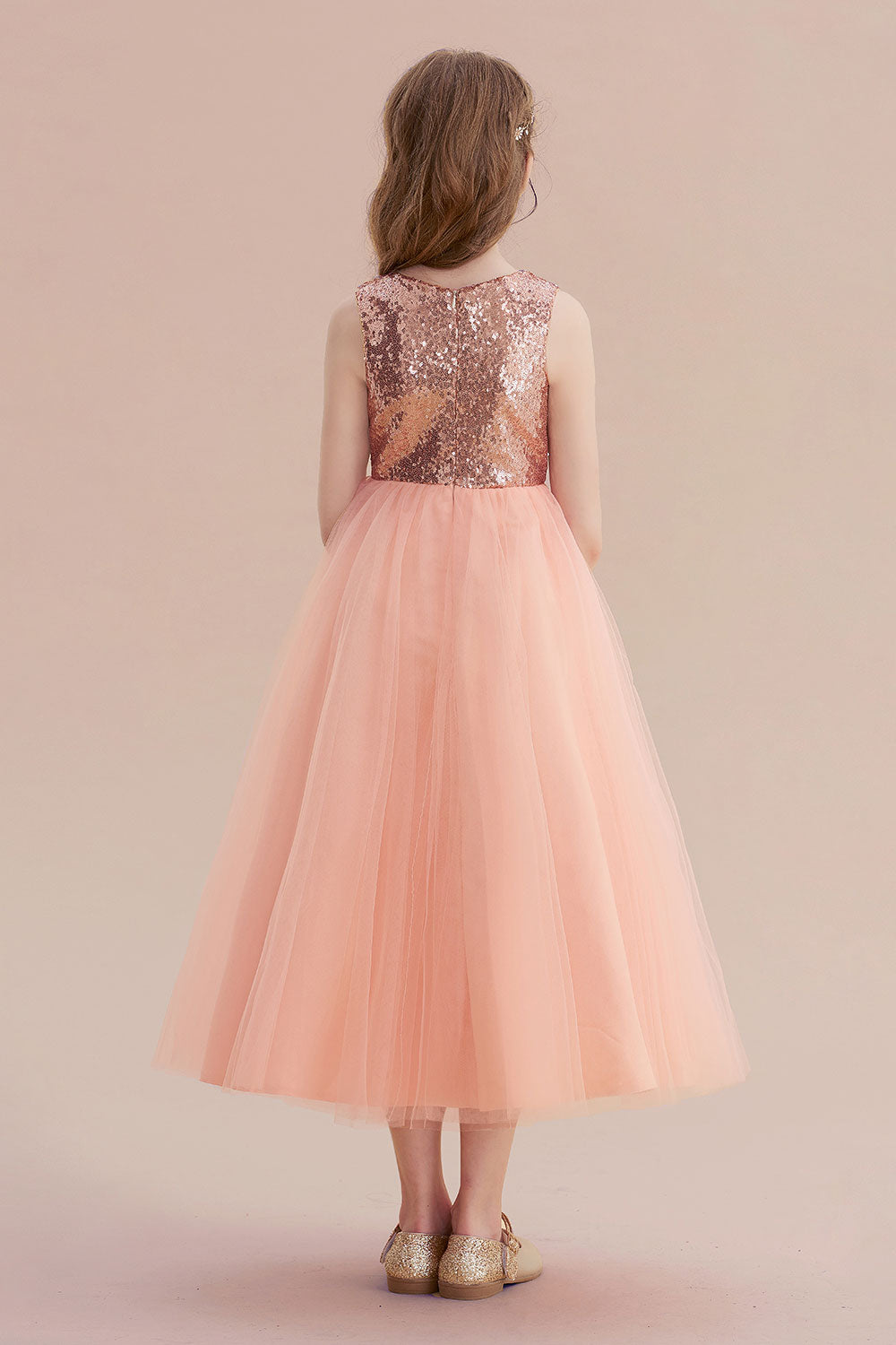 A-Line Graceful Sequins Tulle Flower Girl Dress On Sale - Fashionpara