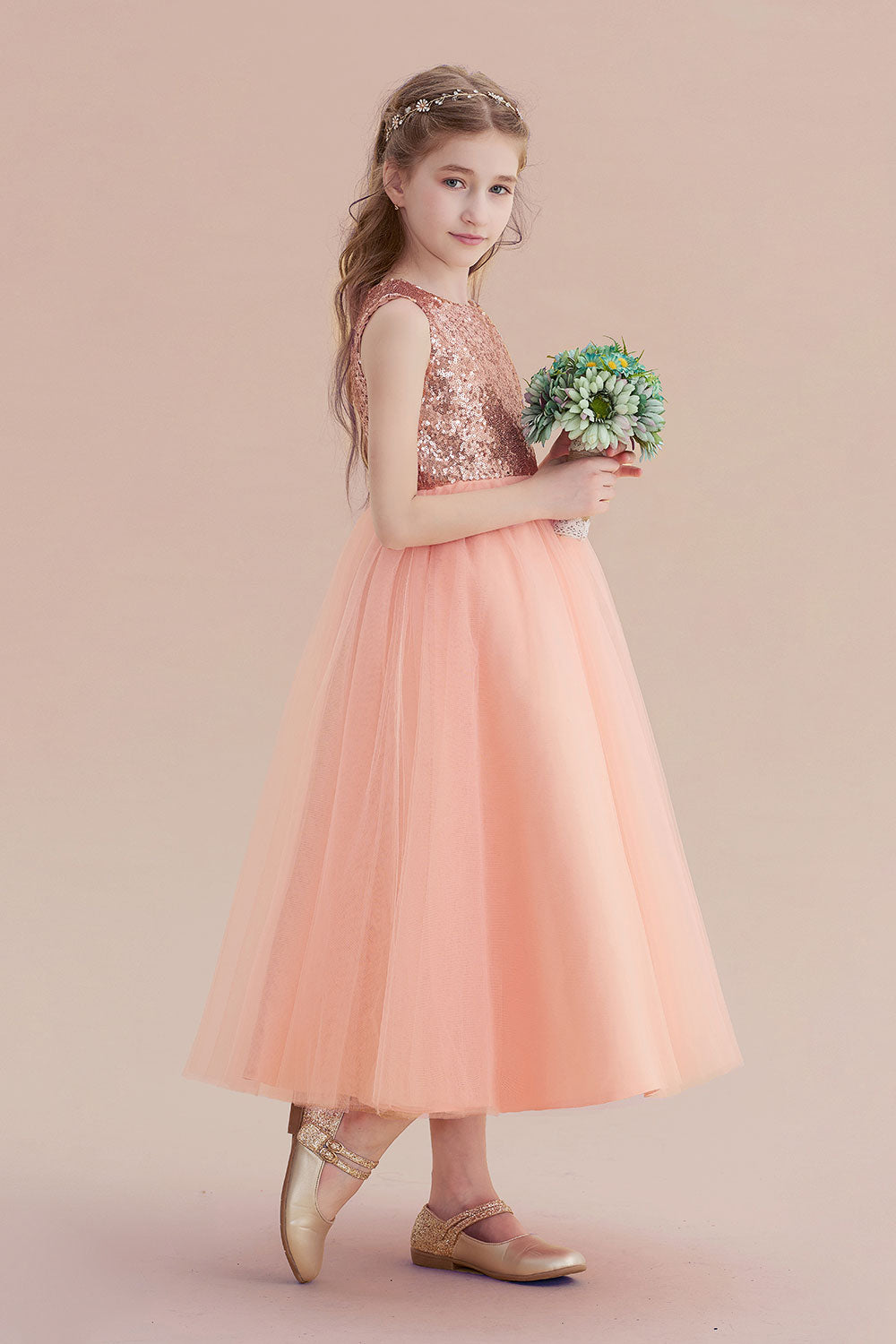 A-Line Graceful Sequins Tulle Flower Girl Dress On Sale