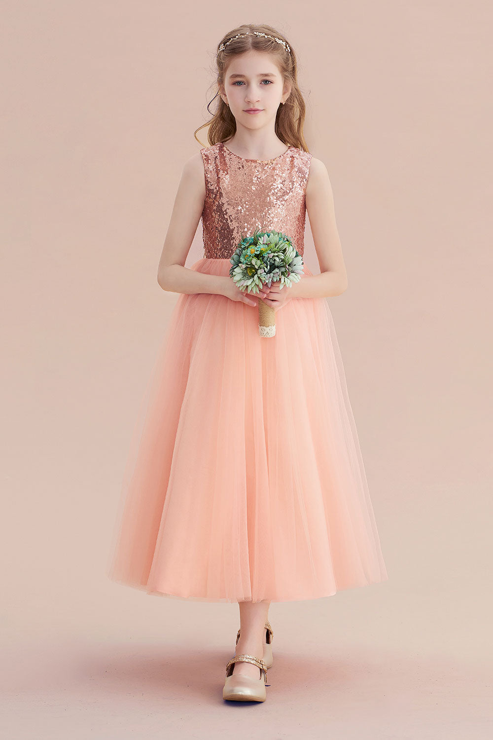 A-Line Graceful Sequins Tulle Flower Girl Dress On Sale