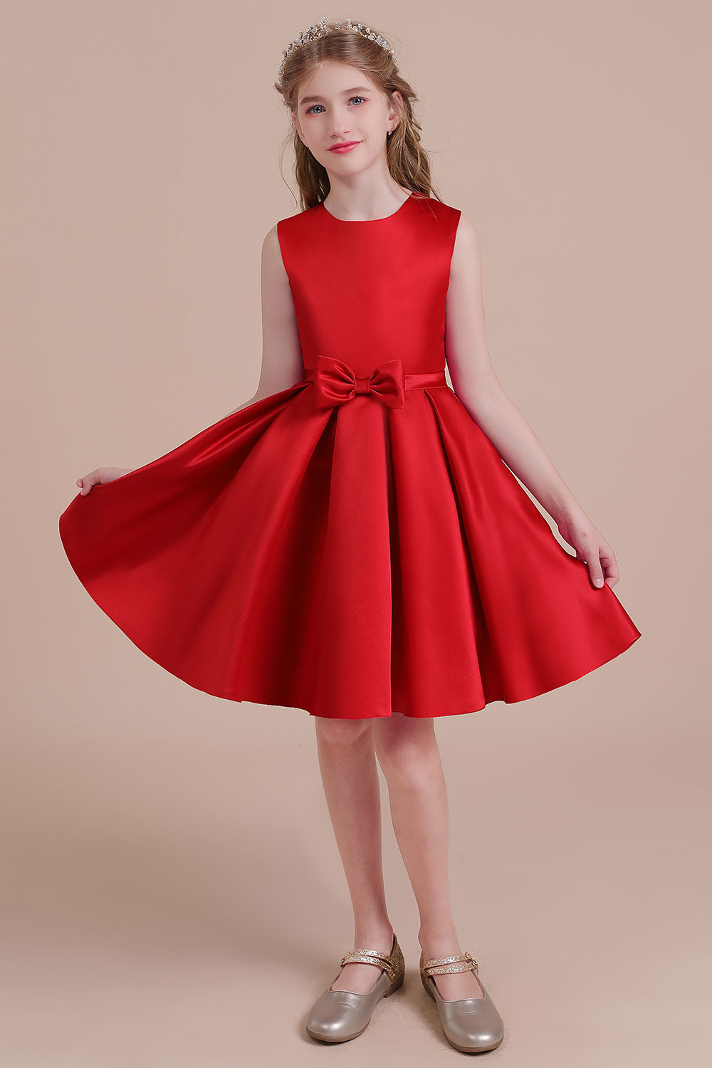 A-Line Latest Satin Flower Girl Dress - Fashionpara