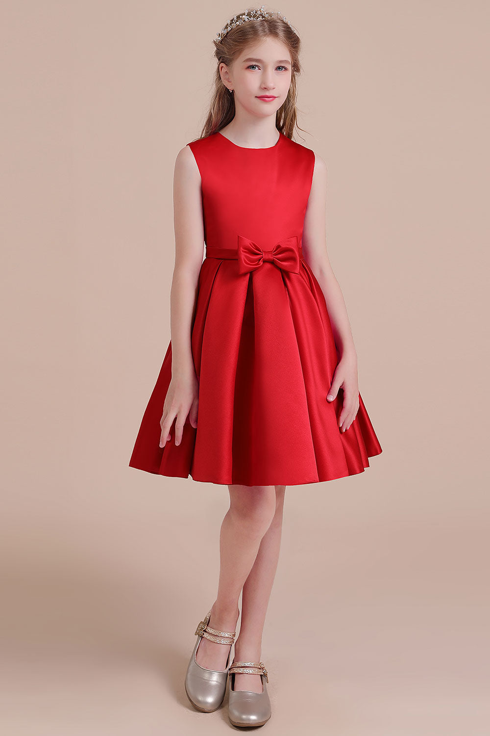 A-Line Latest Satin Flower Girl Dress - Fashionpara