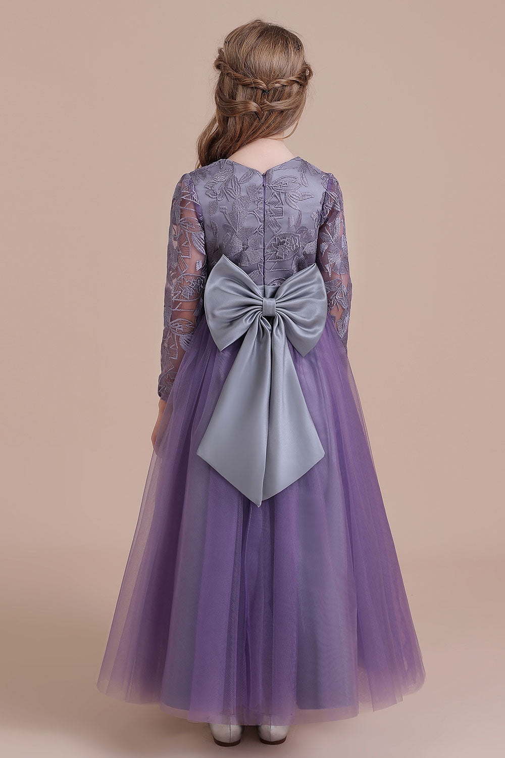 A-Line Long Sleeve Ankle Length Flower Girl Dress On Sale - Fashionpara