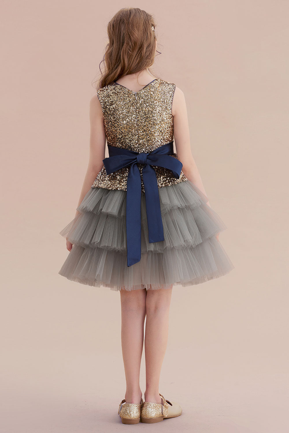 A-Line Sequins Tulle Knee Length Flower Girl Dress On Sale