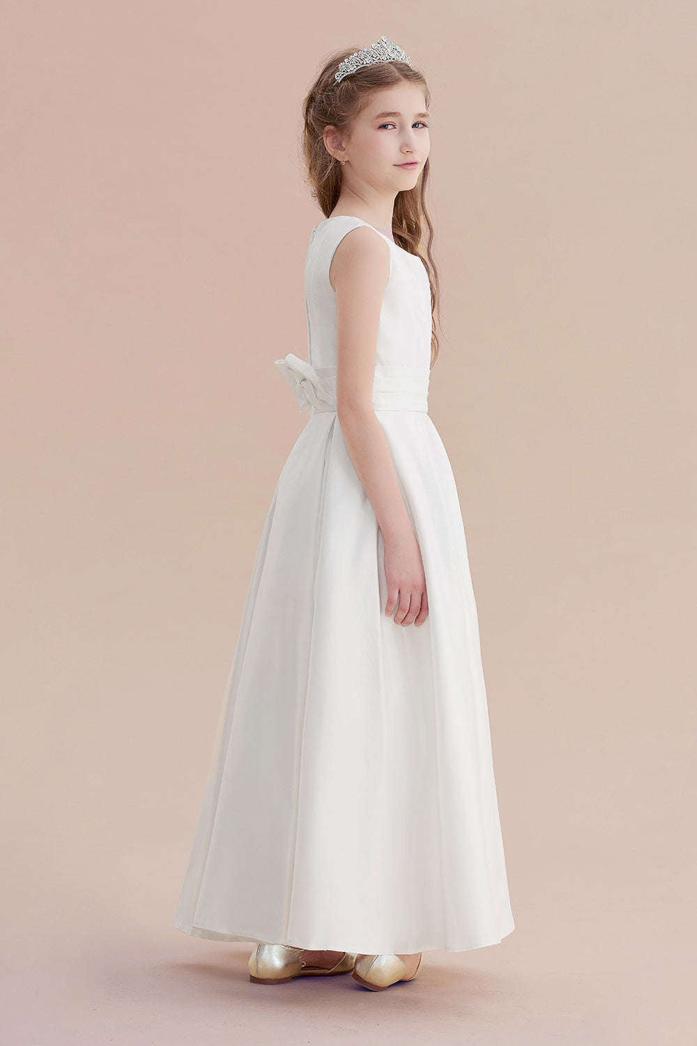 A-Line Simple Satin Flower Girl Dress On Sale - Fashionpara