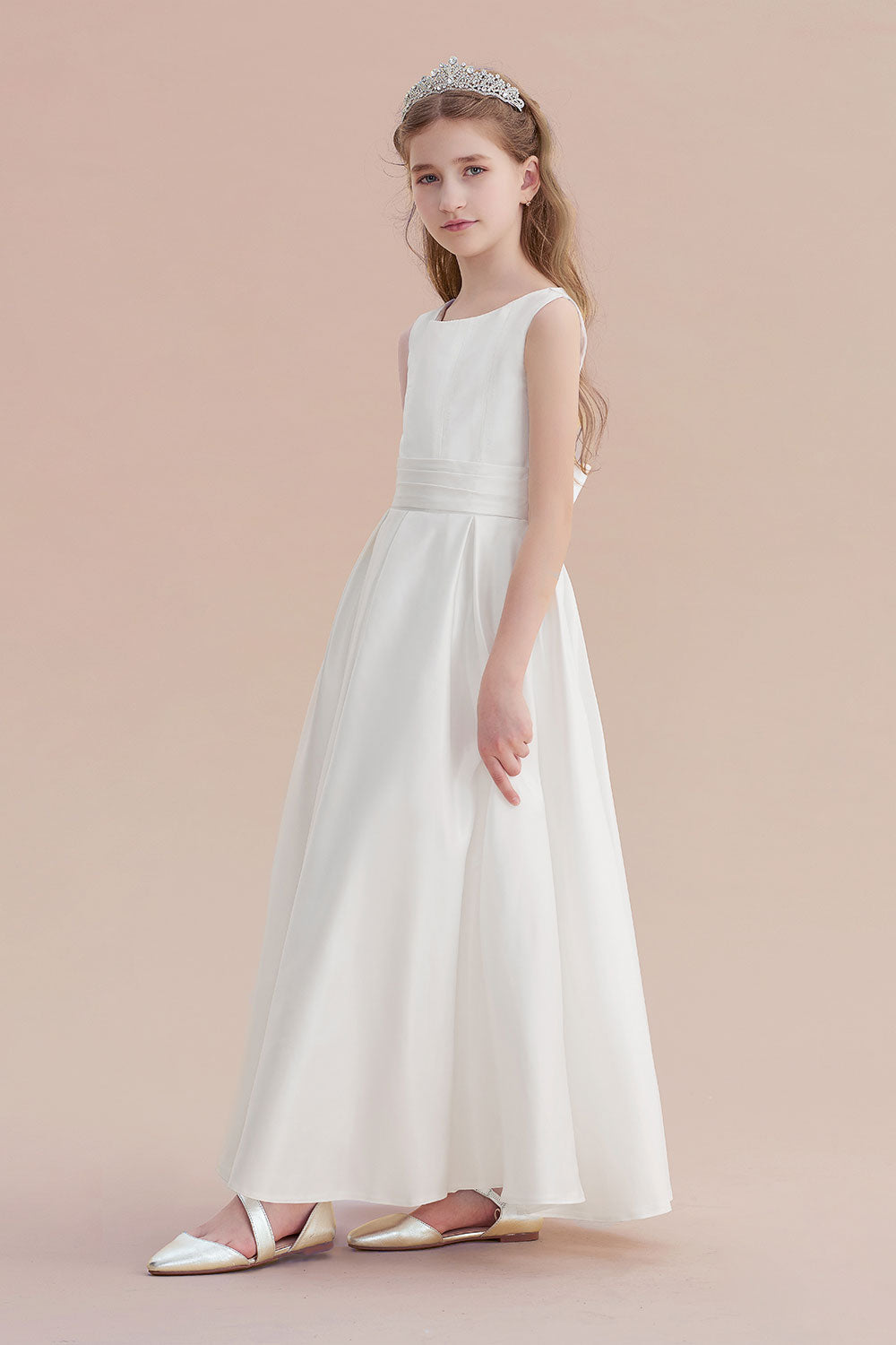 A-Line Simple Satin Flower Girl Dress On Sale - Fashionpara