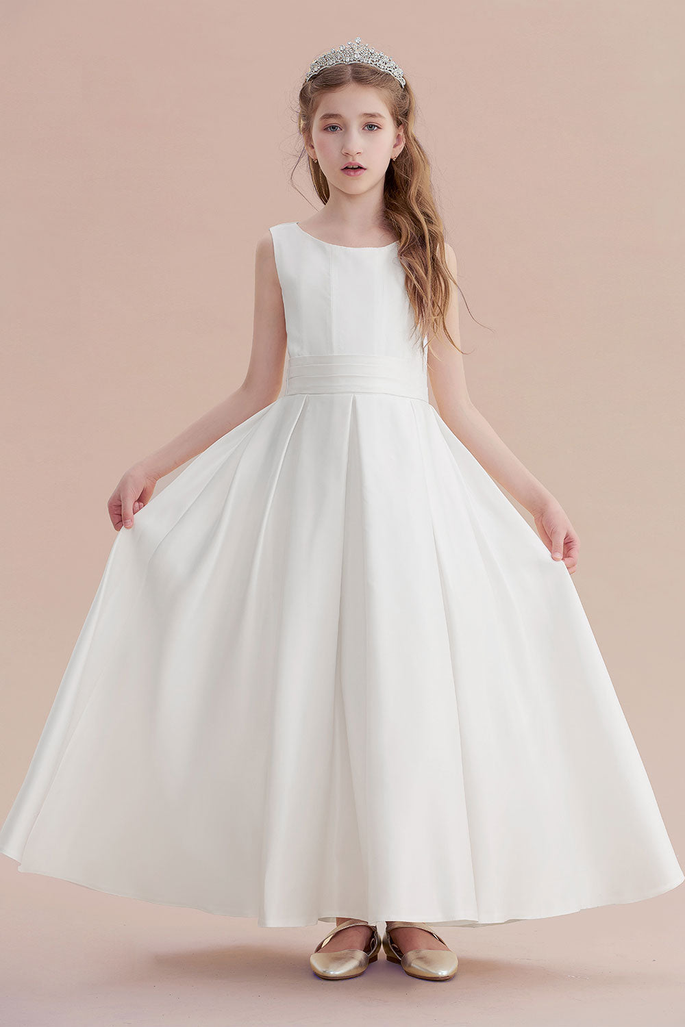 A-Line Simple Satin Flower Girl Dress On Sale - Fashionpara