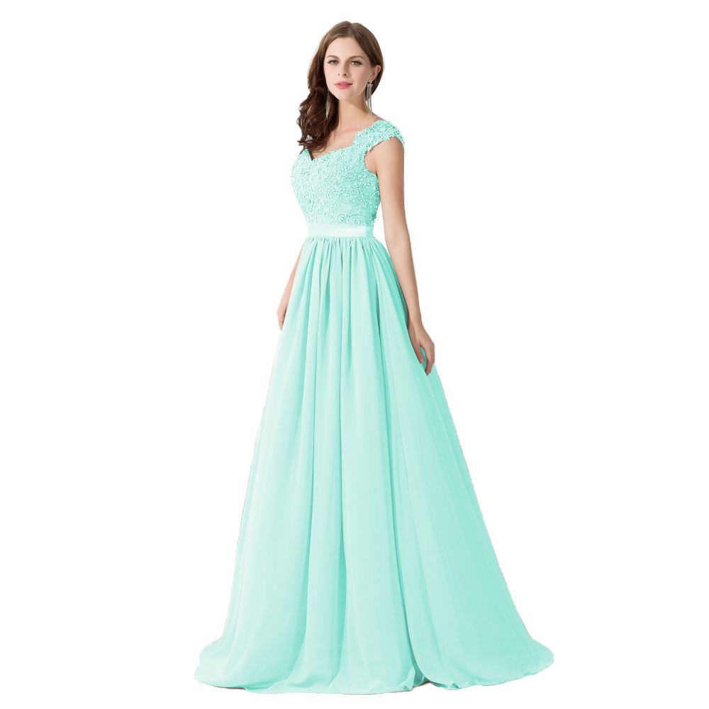 Elegant V Neck A-Line Chiffon Bridesmaid Dress With Appliques