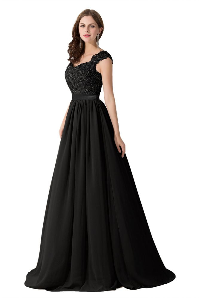 Elegant V Neck A-Line Chiffon Bridesmaid Dress With Appliques