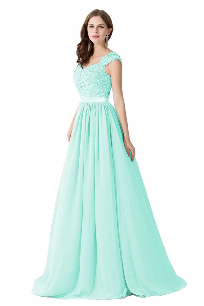 Elegant V Neck A-Line Chiffon Bridesmaid Dress With Appliques