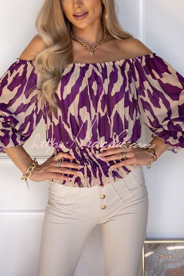 Exaggerated Leopard Print Pleated Long Sleeved Shirt