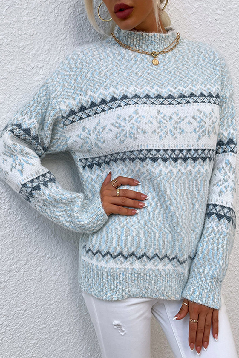 Christmas Half Turtleneck Snowflake Sweater