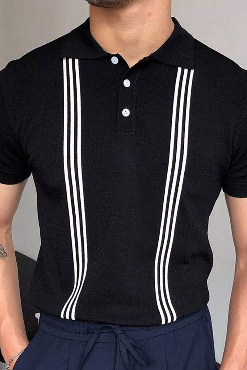 Fashion Casual Hit Color Polo Shirt