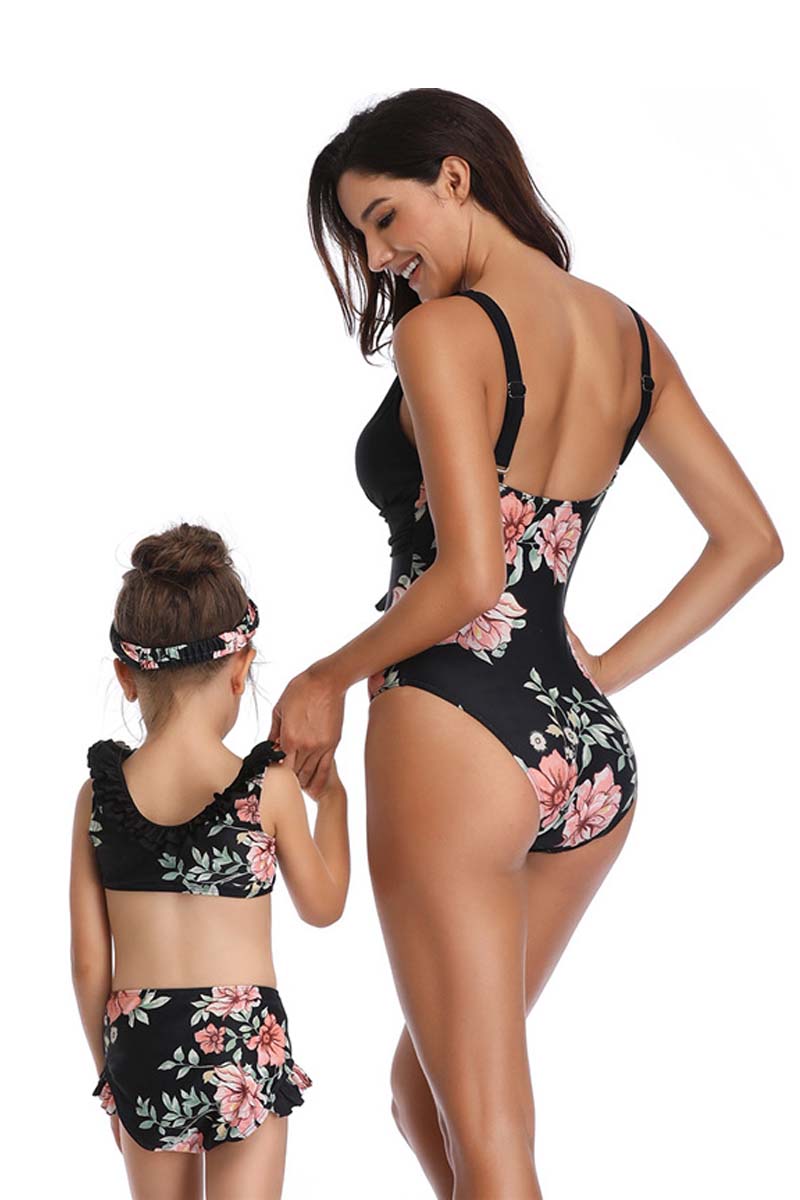 Floral Print Parent-child One Pieces Swimsuit