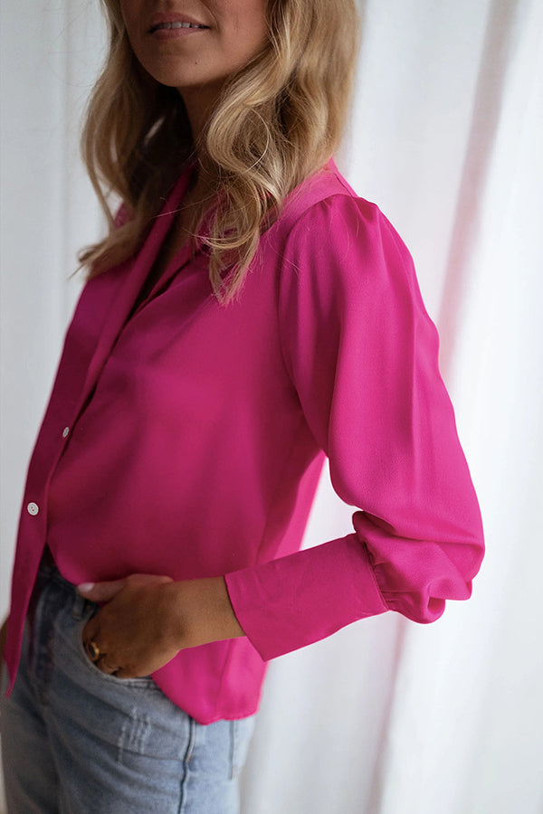 Sophistication Satin Long Sleeve Button Up Blouse