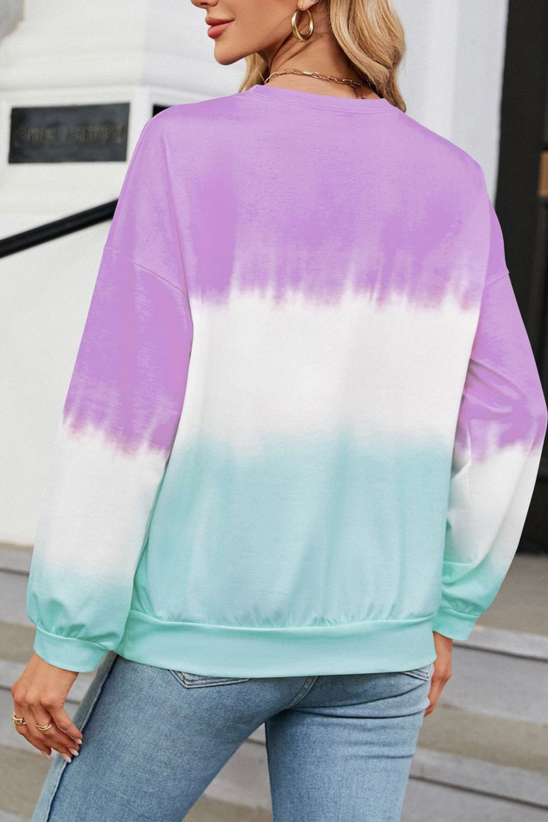 Tie-dye Patch Work Round Neck Top