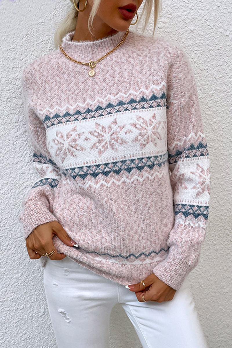 Christmas Half Turtleneck Snowflake Sweater