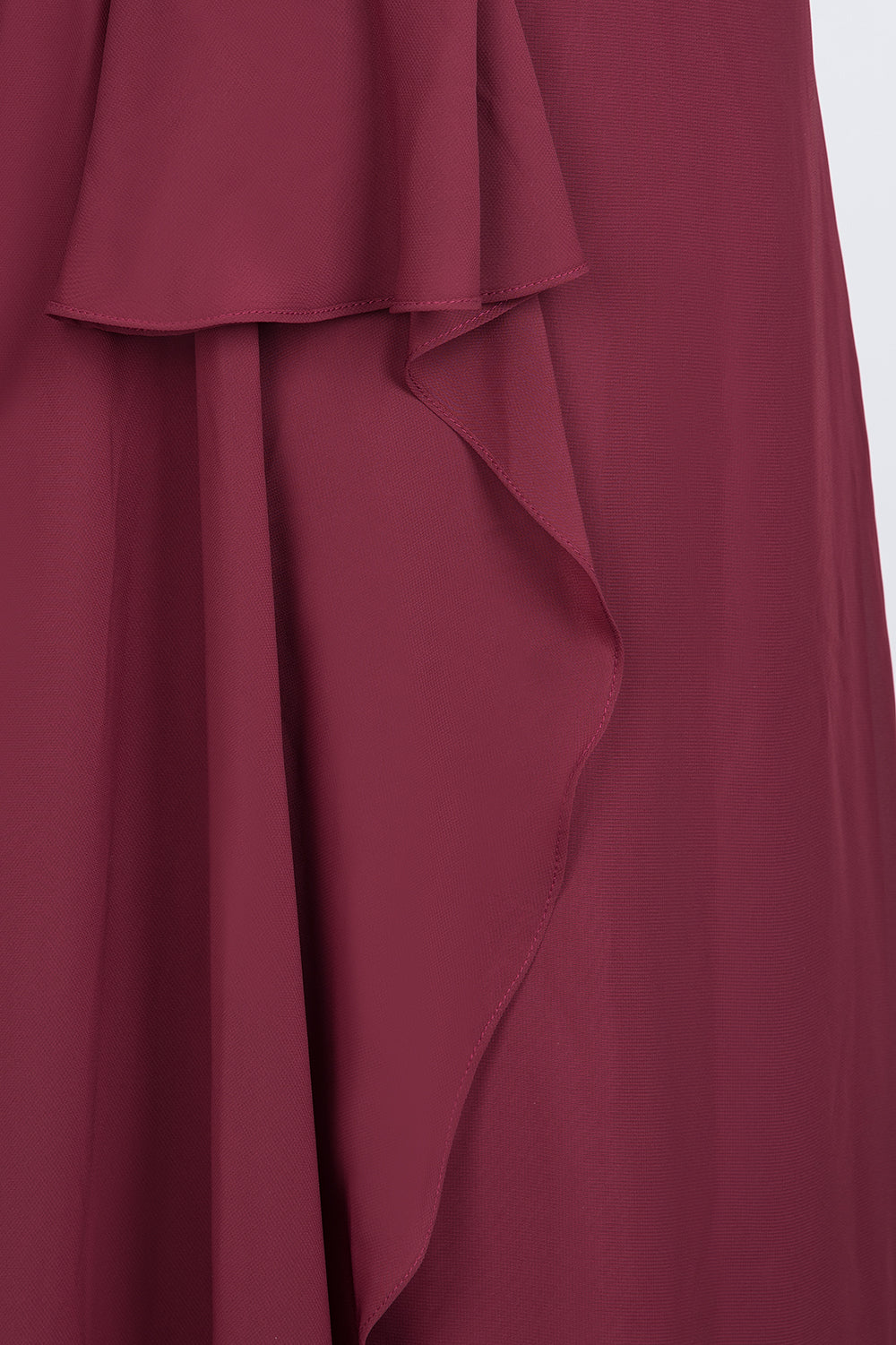 Affordable Chiffon Halter V-Neck Ruffle Burgundy Bridesmaid dresses