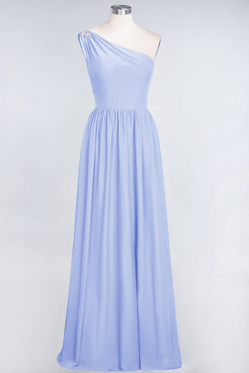 Affordable Chiffon One-Shoulder Ruffle Bridesmaid Dresses with Beadings