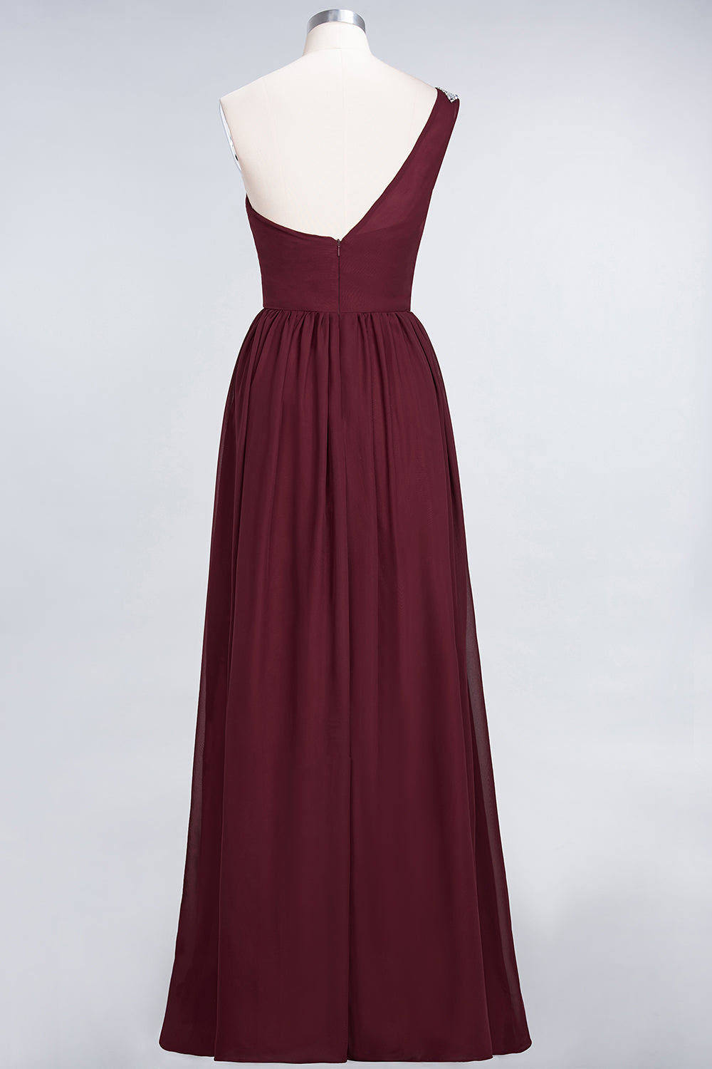 Affordable Chiffon One-Shoulder Ruffle Bridesmaid Dresses with Beadings