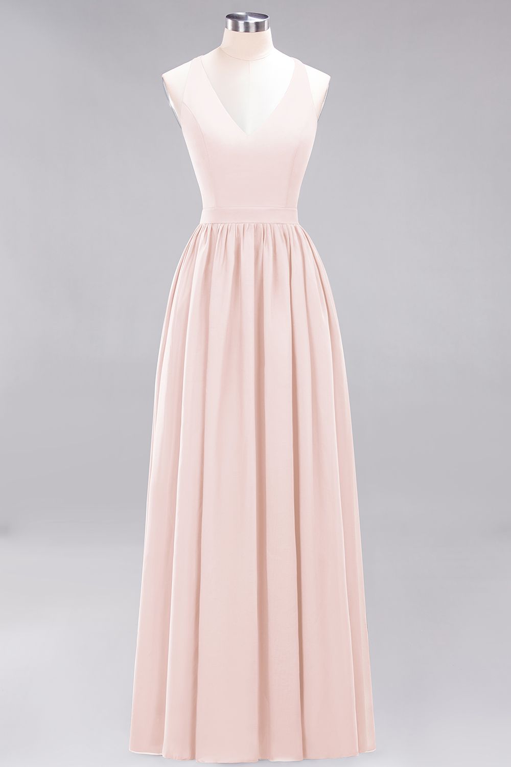 Affordable Chiffon V-Neck Sleeveless Lace Bridesmaid Dresses