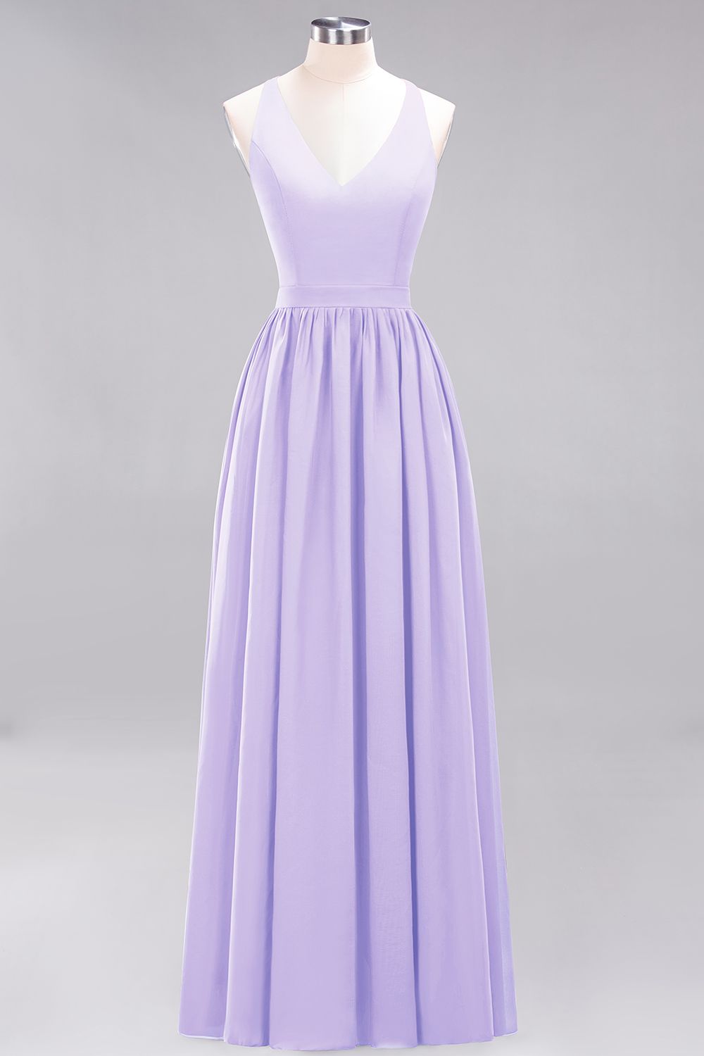 Affordable Chiffon V-Neck Sleeveless Lace Bridesmaid Dresses