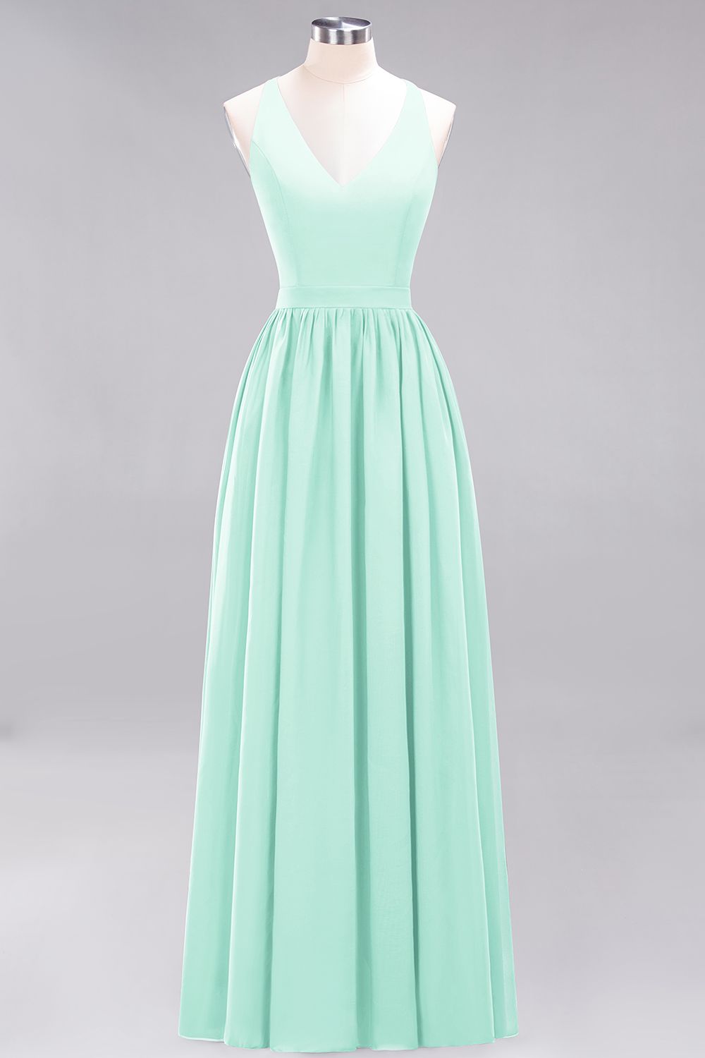 Affordable Chiffon V-Neck Sleeveless Lace Bridesmaid Dresses