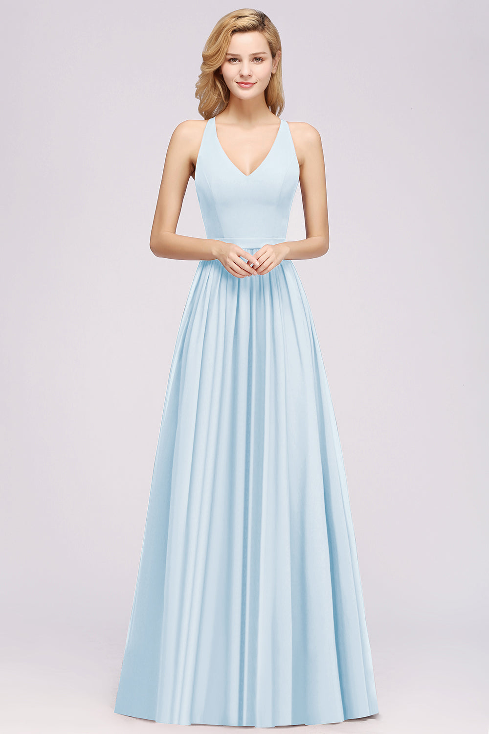 Affordable Chiffon V-Neck Sleeveless Lace Bridesmaid Dresses