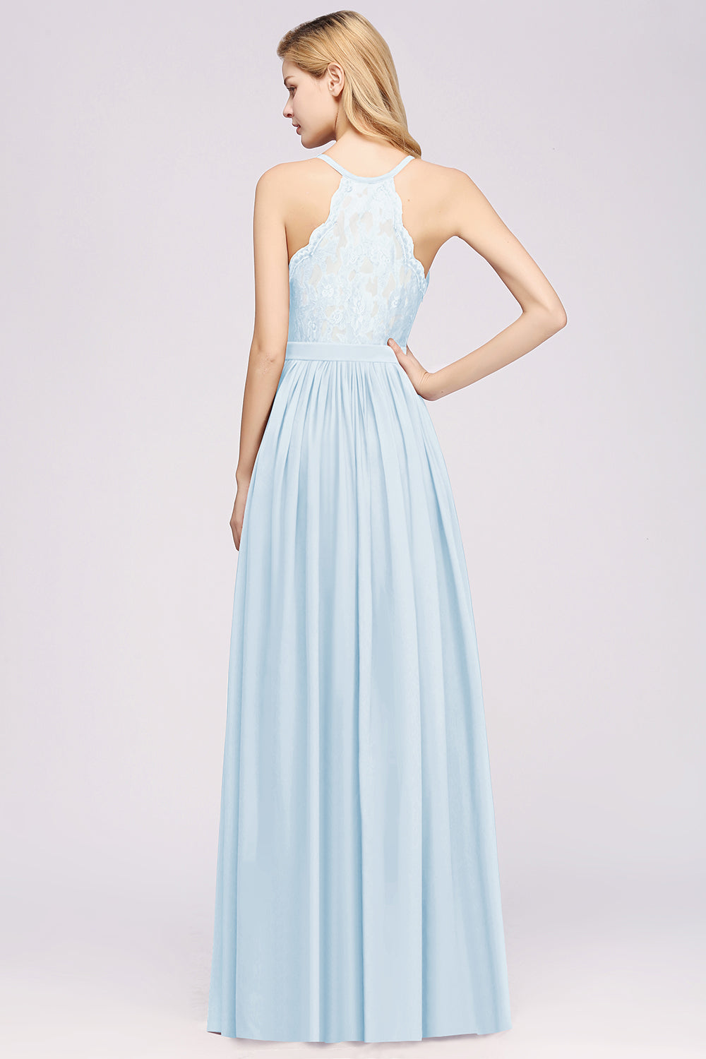 Affordable Chiffon V-Neck Sleeveless Lace Bridesmaid Dresses