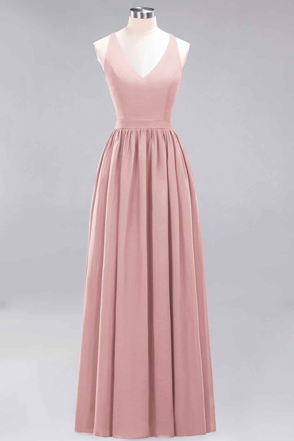 Affordable Chiffon V-Neck Sleeveless Lace Bridesmaid Dresses