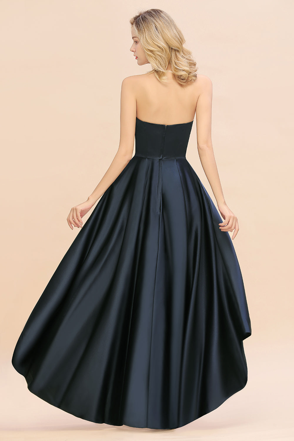 Affordable Hi-Lo Strapless Satin Bridesmaid dresses - Fashionpara