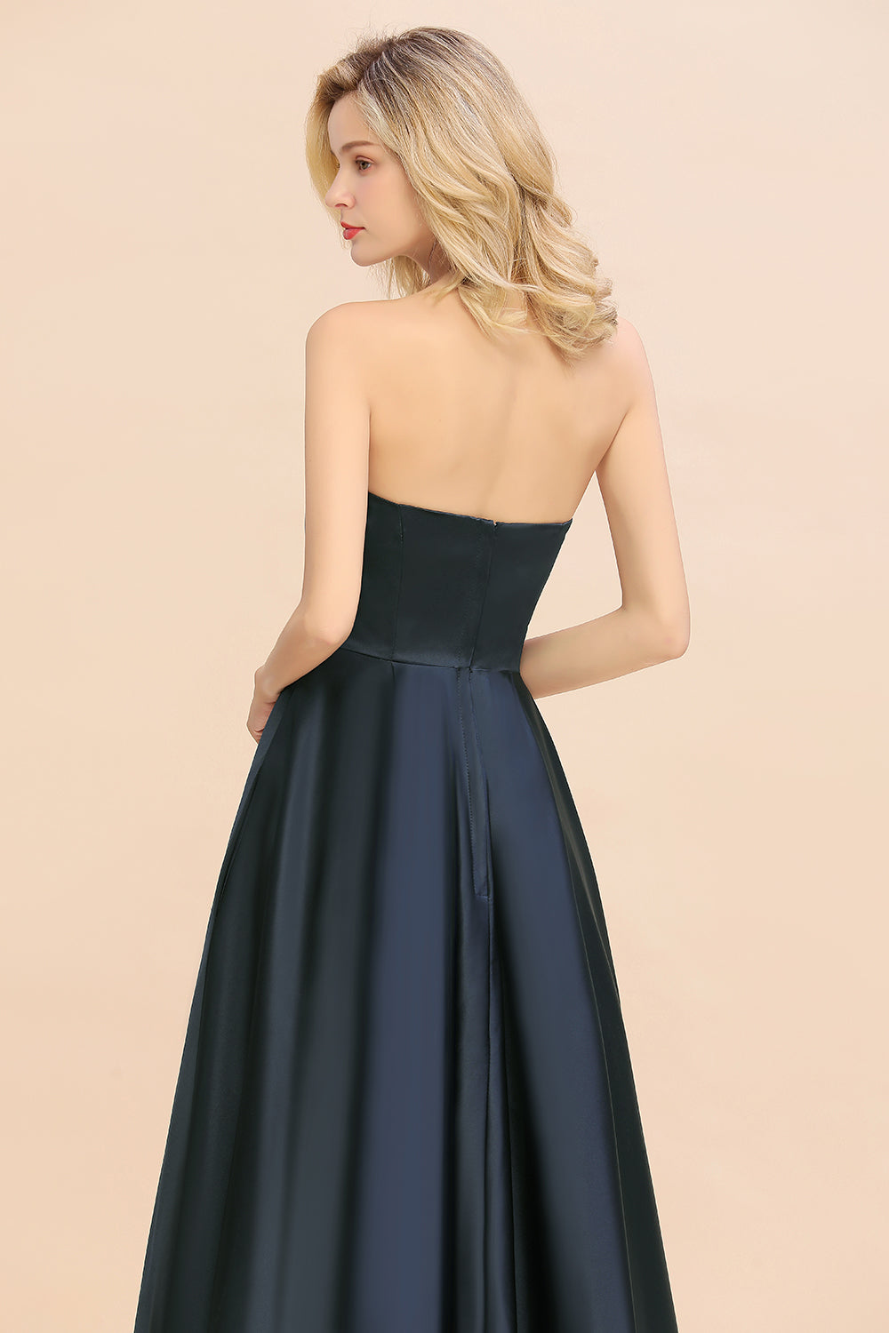 Affordable Hi-Lo Strapless Satin Bridesmaid dresses - Fashionpara