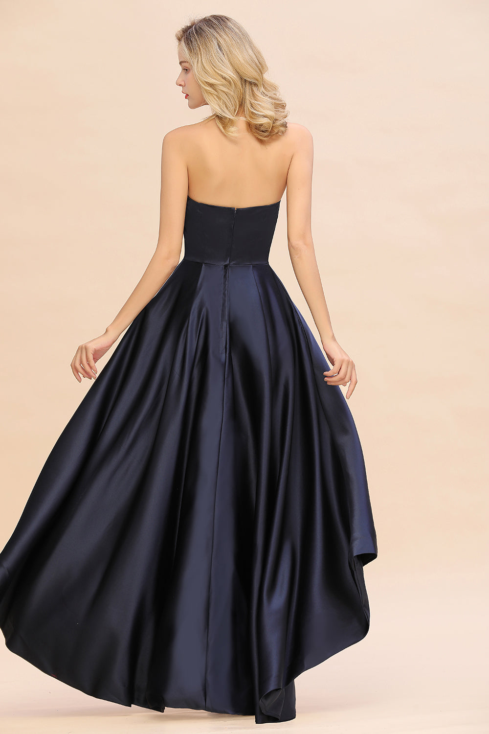 Affordable Hi-Lo Strapless Satin Bridesmaid dresses - Fashionpara