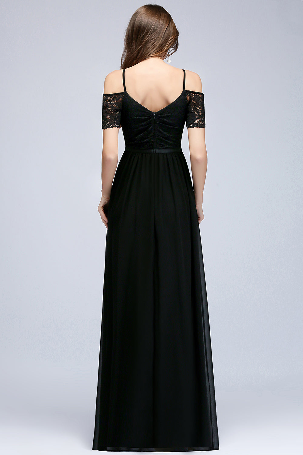 Affordable Off-the-shoulder Black Lace Bridesmaid Dresses