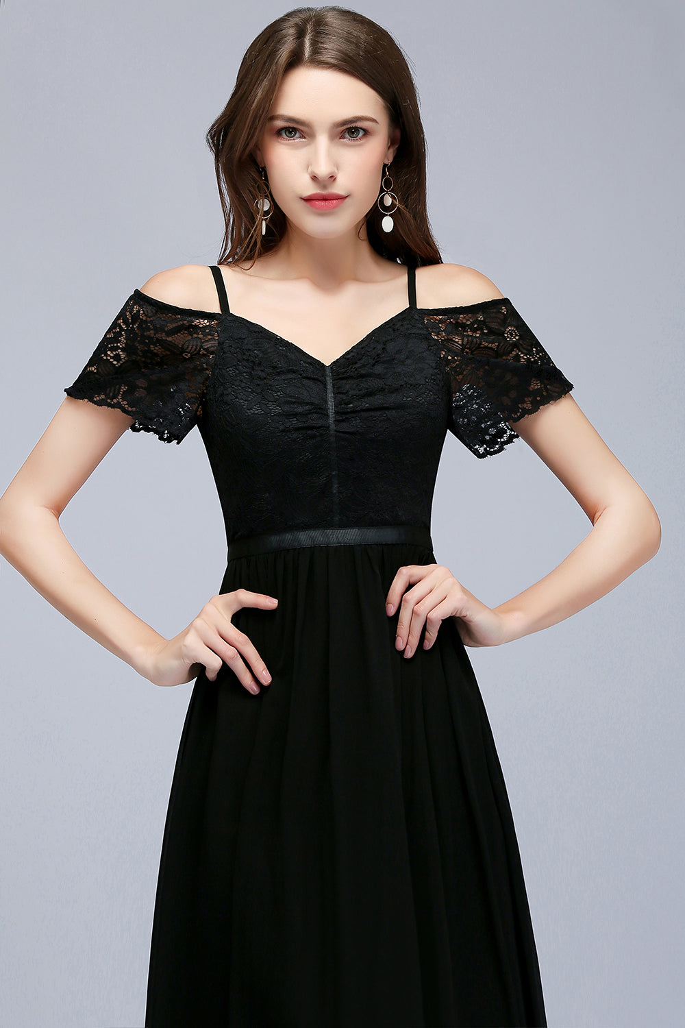 Affordable Off-the-shoulder Black Lace Bridesmaid Dresses