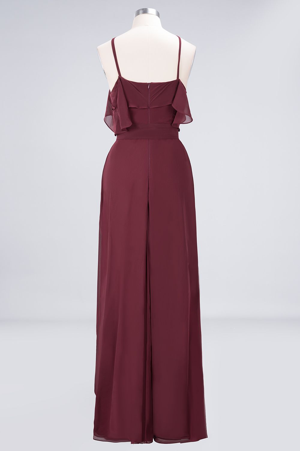 Affordable Spaghetti Straps Burgundy Long Bridesmaid Dresses With Bow Sash