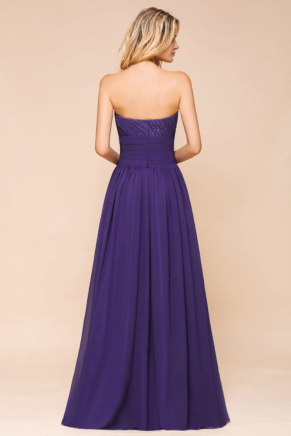 Affordable Sweetheart Sequins Regency Bridesmaid Dresses with Pleats - Fashionpara