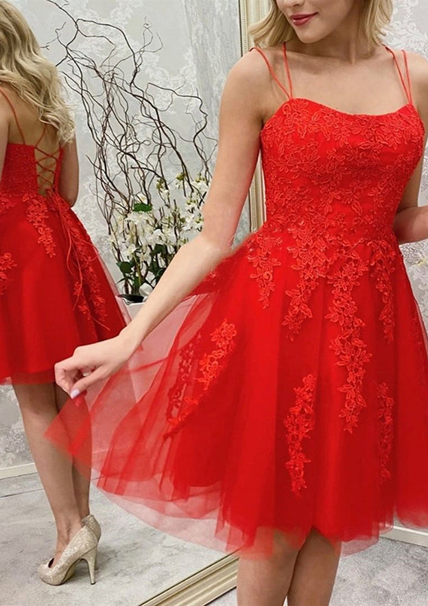 Amazing A-Line Bateau Sleeveless Laced Tulle Short/Mini Homecoming Dress With Beading