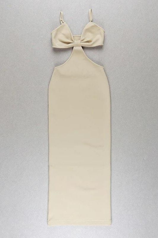 Aria Bodycon Day Maxi Dress - Cream