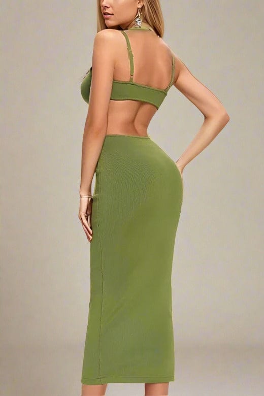 Aria Bodycon Day Maxi Dress - Emerald Green