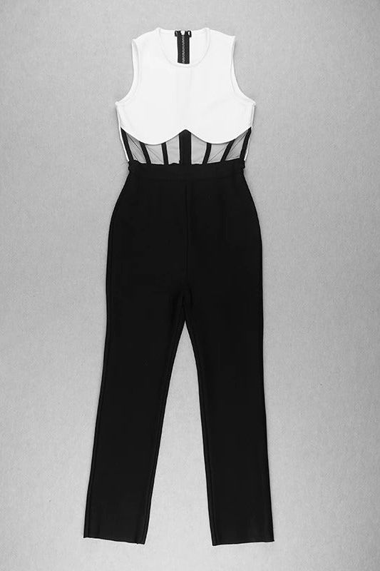 Audrey Bandage Pants Jumpsuit - Classic Black - Fashionpara