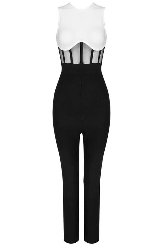 Audrey Bandage Pants Jumpsuit - Classic Black - Fashionpara