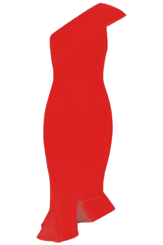 Woman wearing a figure flattering  Avery Bandage Dress - Lipstick Red BODYCON COLLECTION