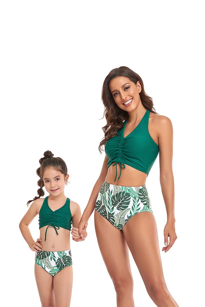 Drawstring Print Parent-child Two Pieces Swimsuit