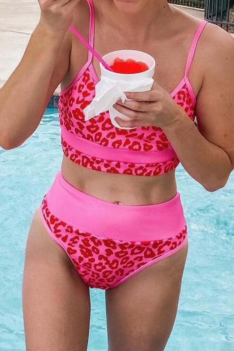 Leopard High Waisted Two pieces Swimsuit