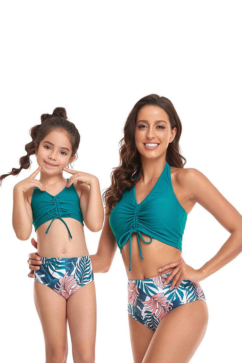 Drawstring Print Parent-child Two Pieces Swimsuit