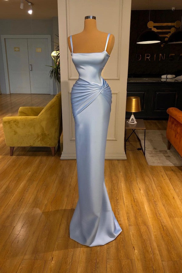 Baby Blue Straps Prom Dress Mermaid Sleeveless