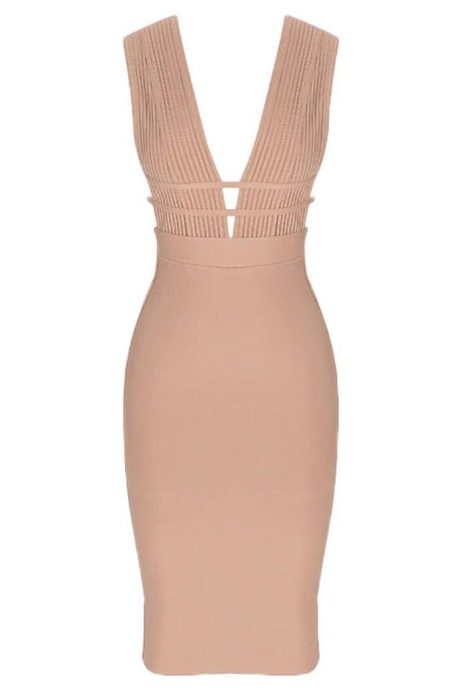 Bay Bandage Dress - Nude - Fashionpara