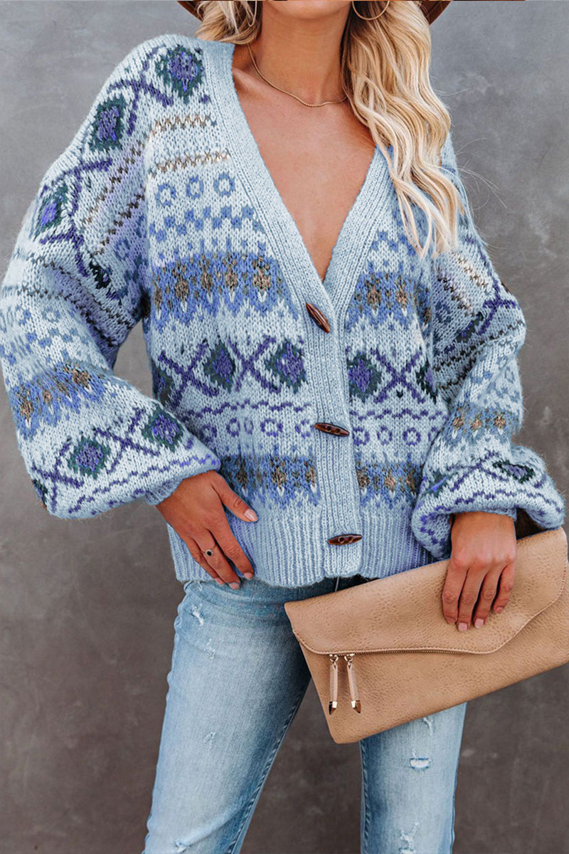 Loose Casual V-Neck Cardigan Knit Sweater