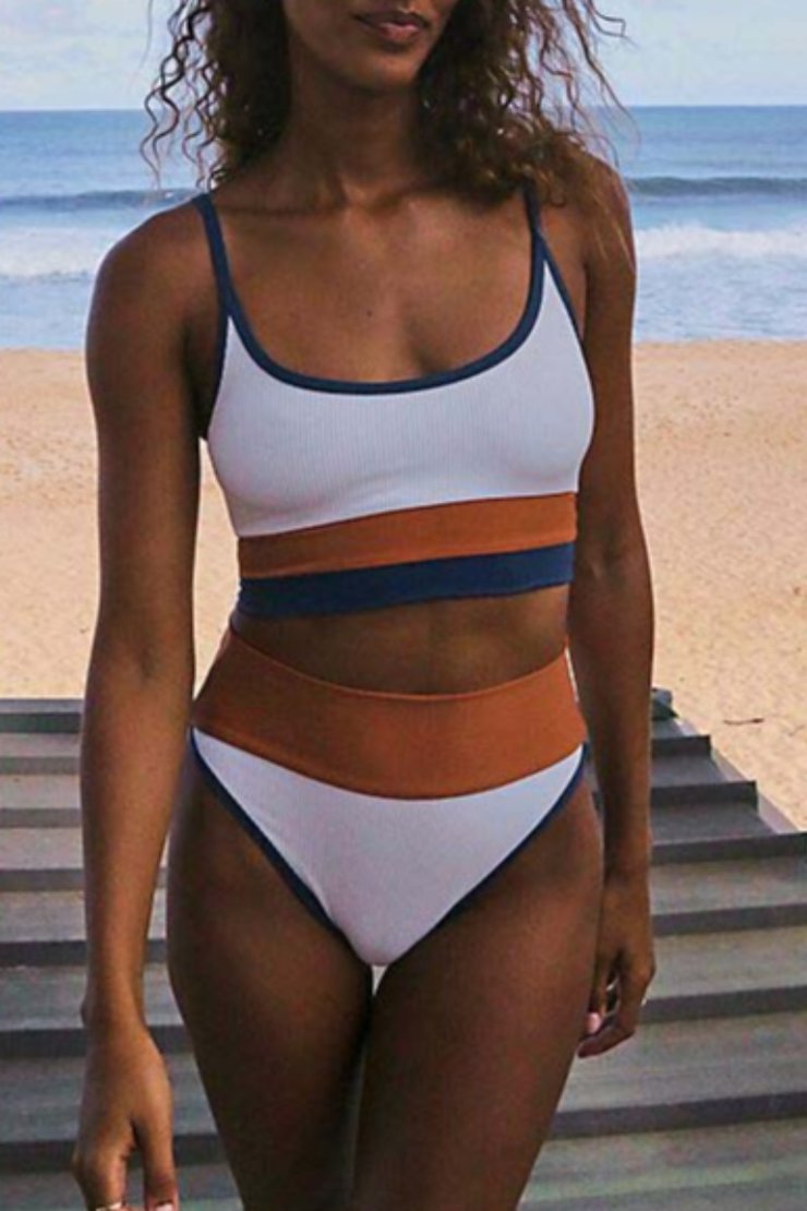 Patchwork White Two pieces Swimsuit